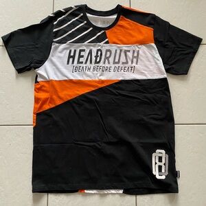 HeadRush Men's Black and Orange Graphic T-Shirt